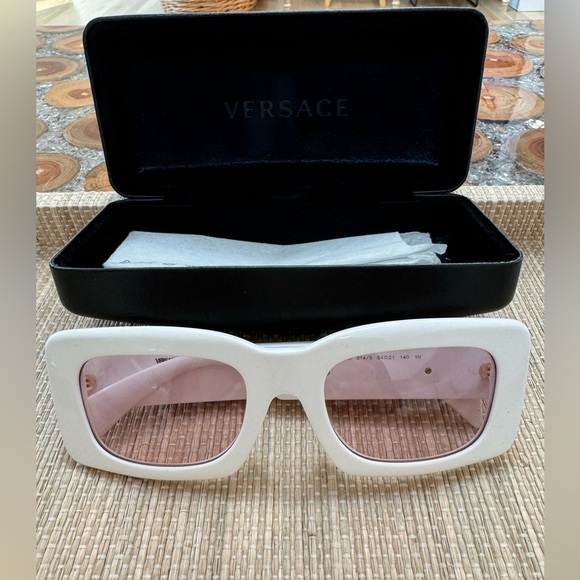 Versace Accessories - Versace 🕶️ Sunglasses. New in Case. White with gold trim. Pink lens